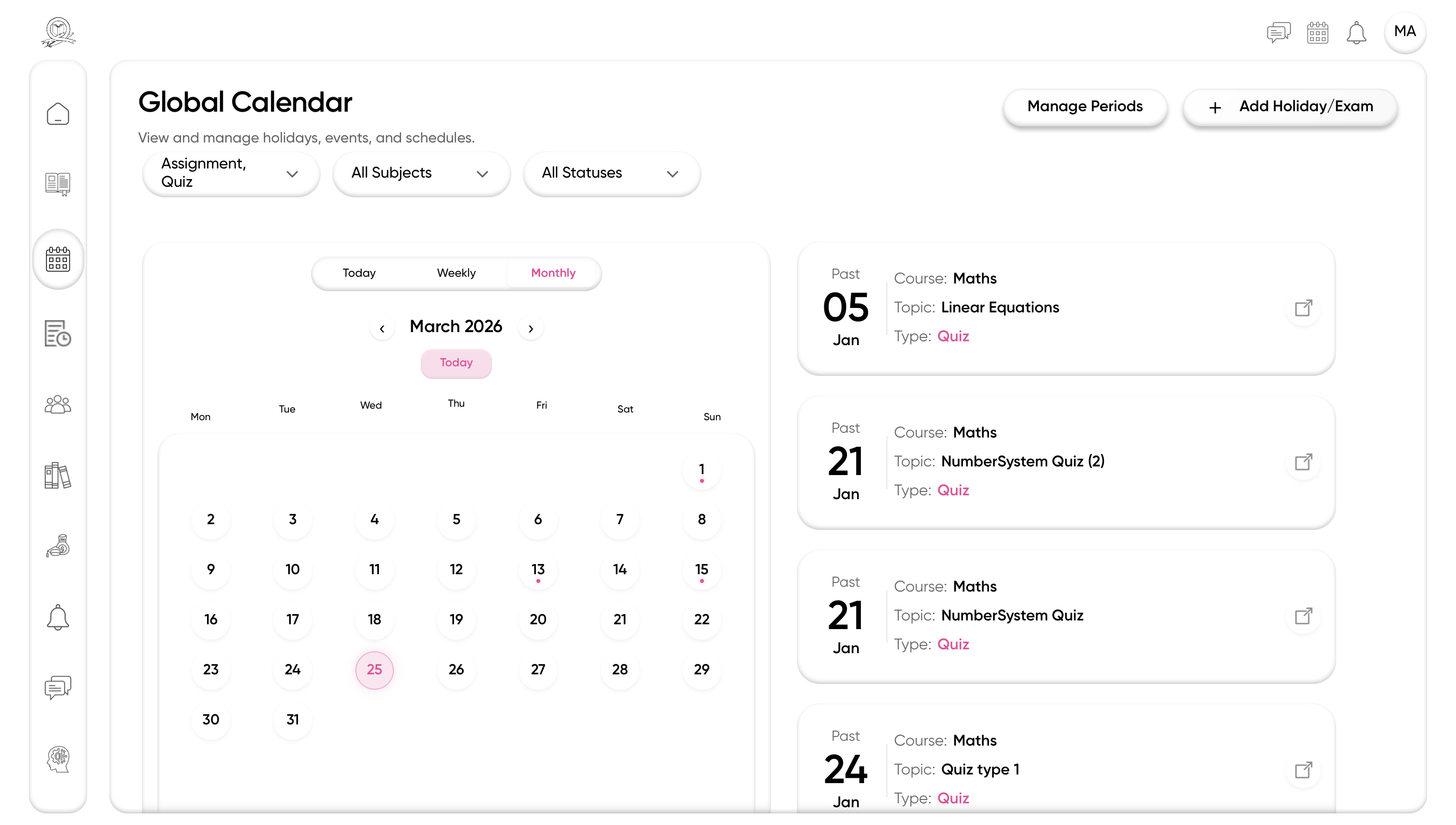 Assessment Scheduling